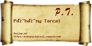 Páhány Tarcal névjegykártya